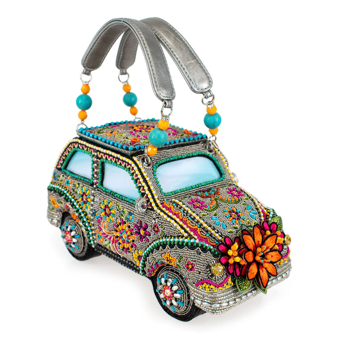 Mary Frances Sunny Drive Top Handle Bag Beaded Vintage Car Handbag Mary Frances Sunny Drive Top Handle Bag Beaded Vintage Car Handbag
