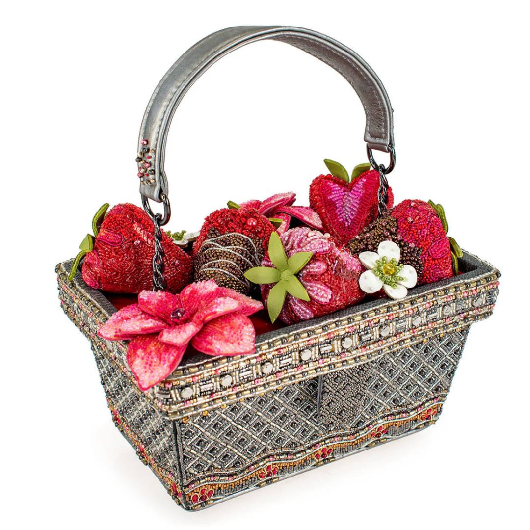 Mary Frances Berry Beautiful Top Handle Bag Mary Frances Strawberry Beaded Handbag
