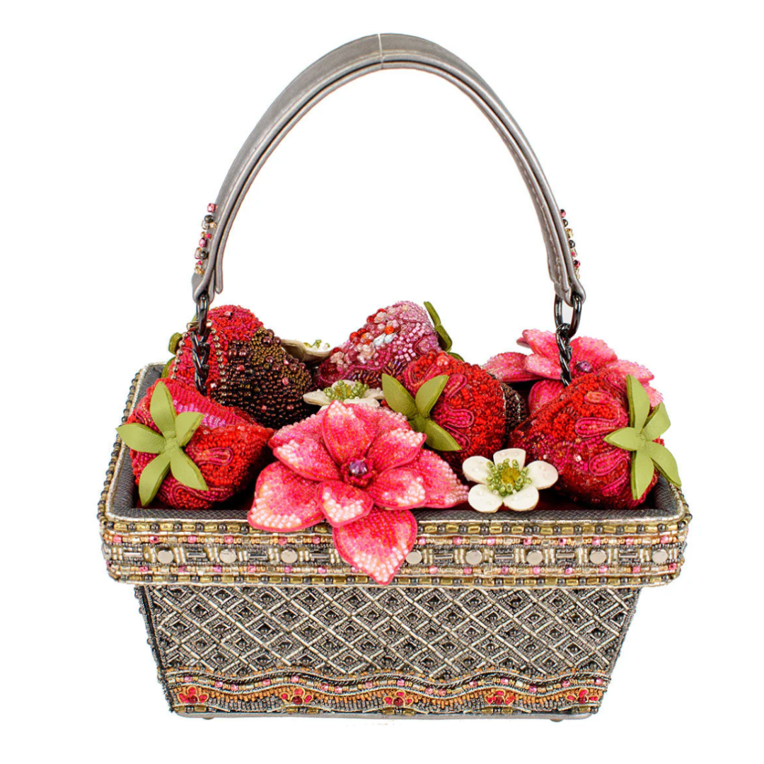 Mary Frances Berry Beautiful Top Handle Bag Mary Frances Strawberry Beaded Handbag
