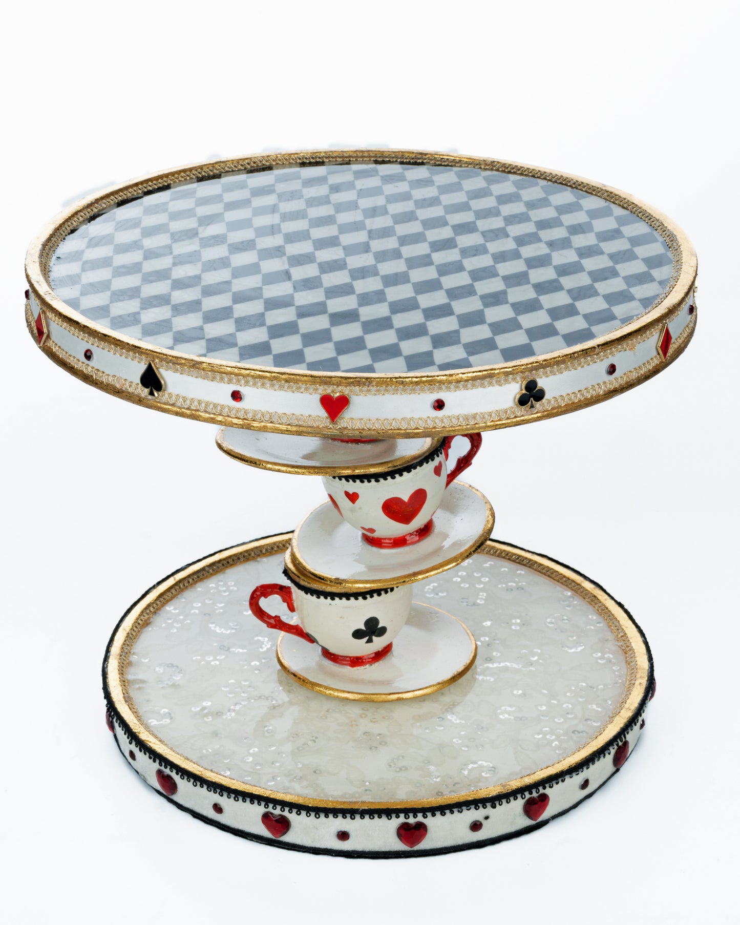 Katherine's Collection Topsy Turvy Teacup Cake Plate Katherine's Collection Hearts and Wonderland