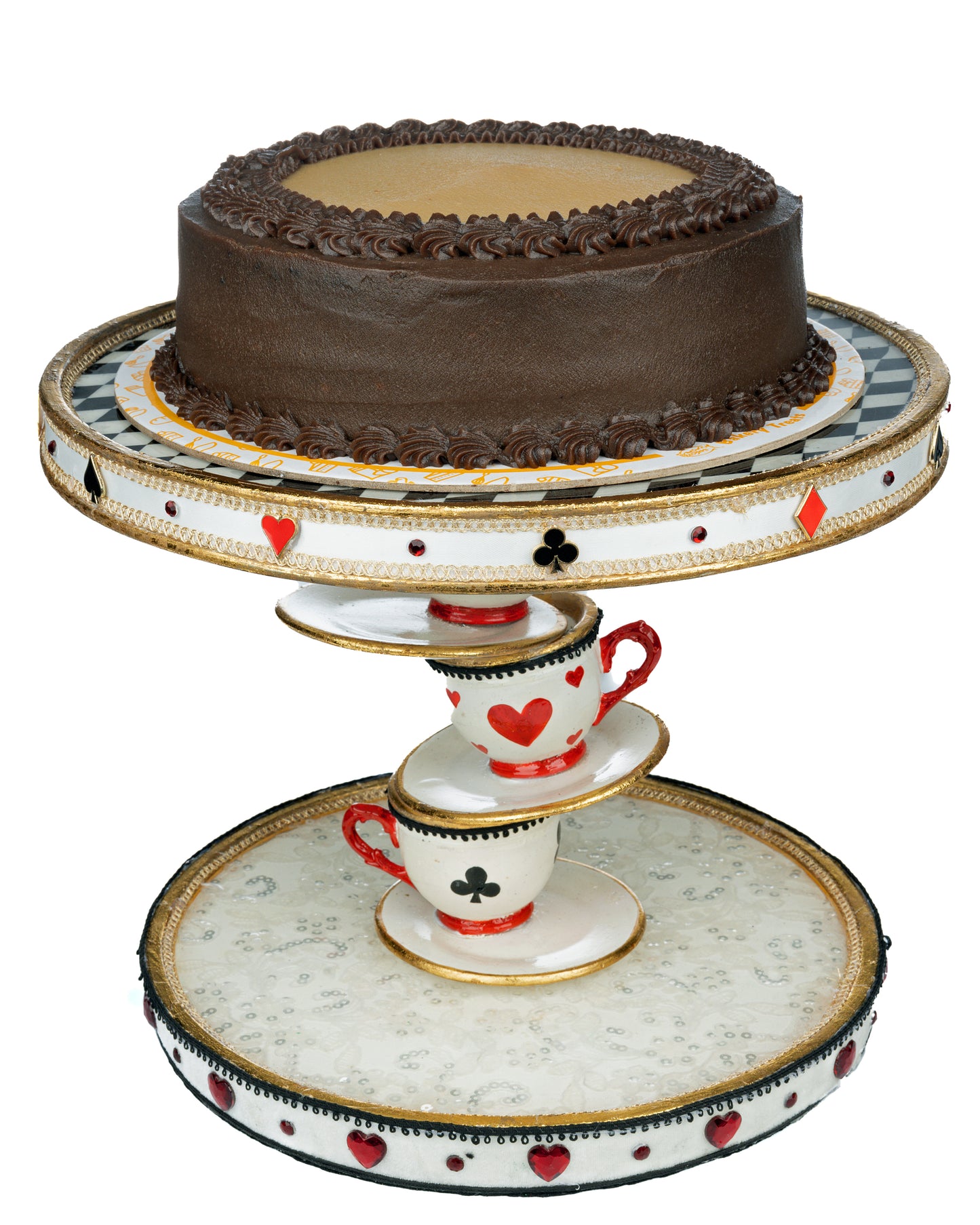 Katherine's Collection Topsy Turvy Teacup Cake Plate Katherine's Collection Hearts and Wonderland