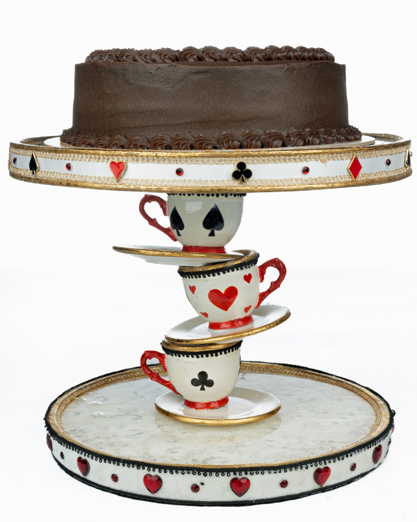 Katherine's Collection Topsy Turvy Teacup Cake Plate Katherine's Collection Hearts and Wonderland