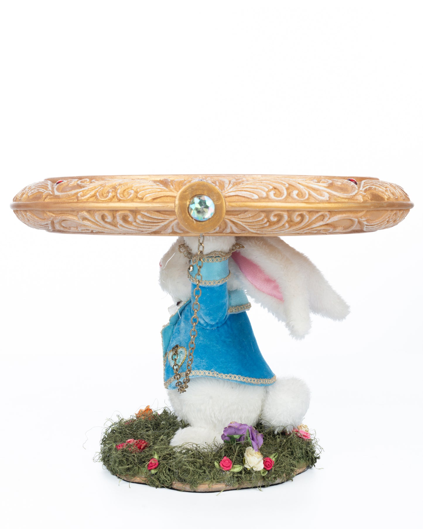 Katherine's Collection White Rabbit Cake Plate Katherine's Collection Hearts and Wonderland