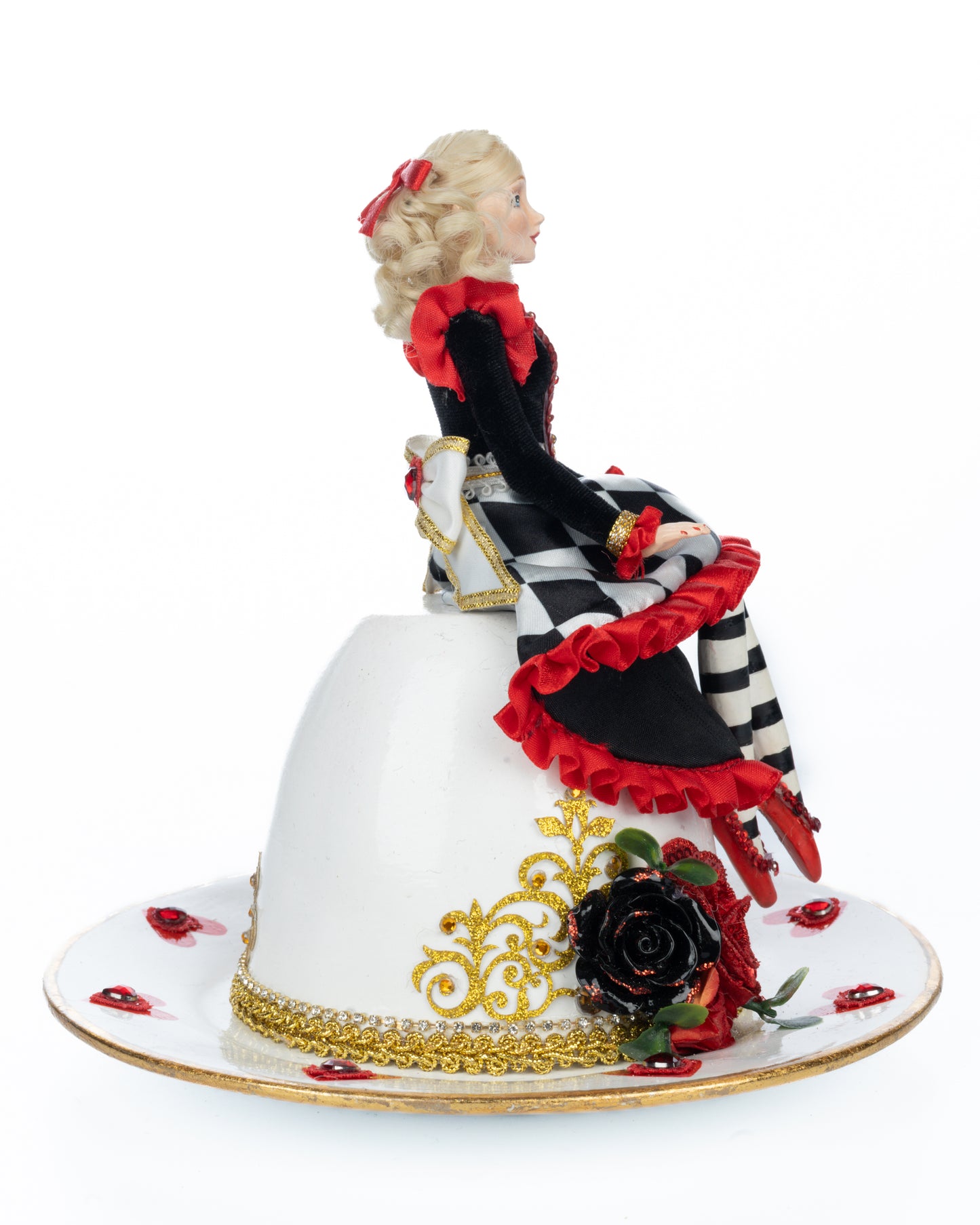 Katherine's Collection Alice on Teacup Red Hearts Katherine's Collection Hearts and Wonderland