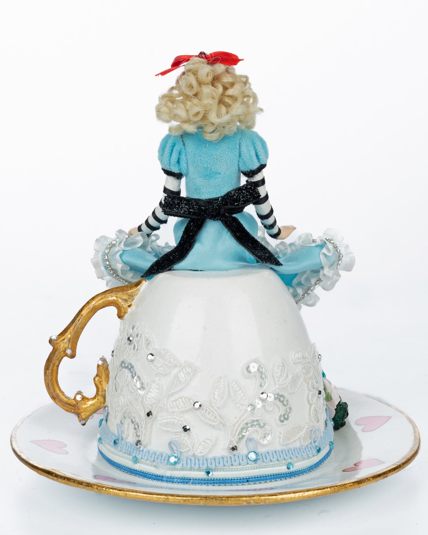 Katherine's Collection Alice on Teacup Blue Katherine's Collection Hearts and Wonderland