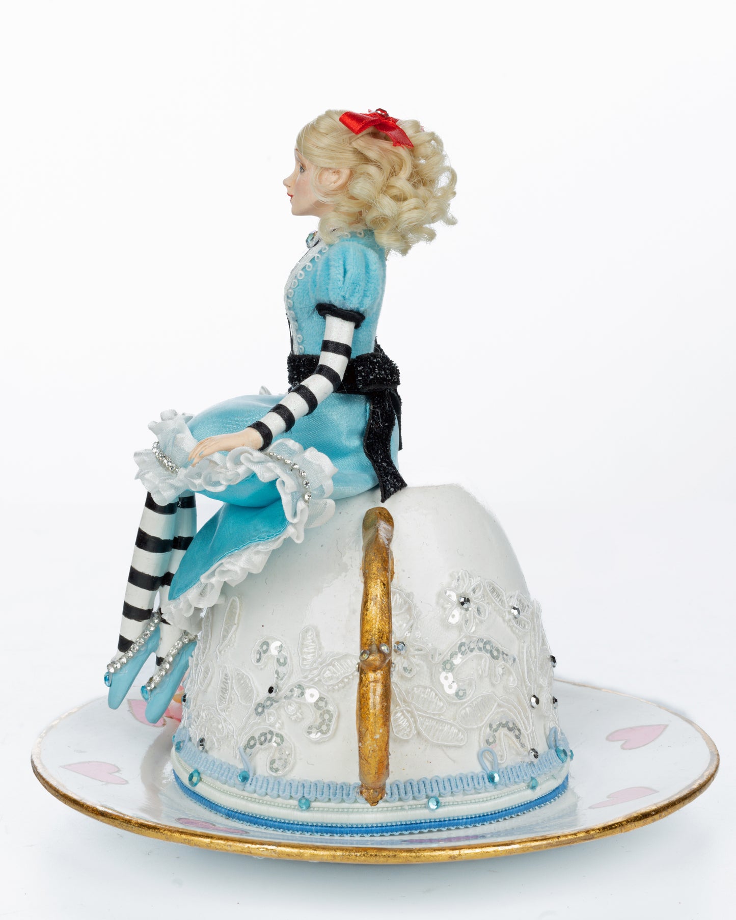 Katherine's Collection Alice on Teacup Blue Katherine's Collection Hearts and Wonderland