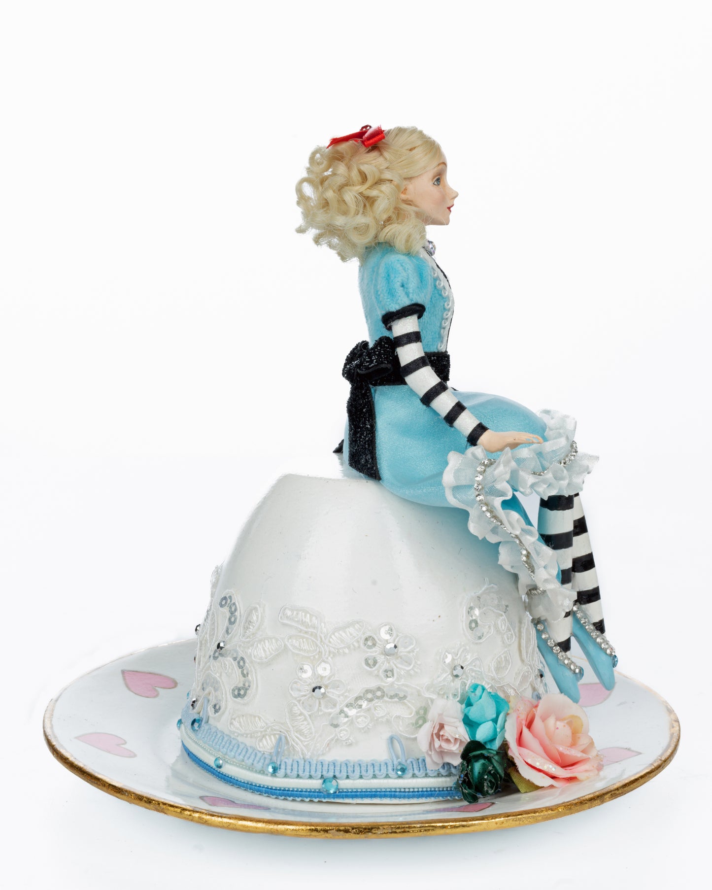 Katherine's Collection Alice on Teacup Blue Katherine's Collection Hearts and Wonderland