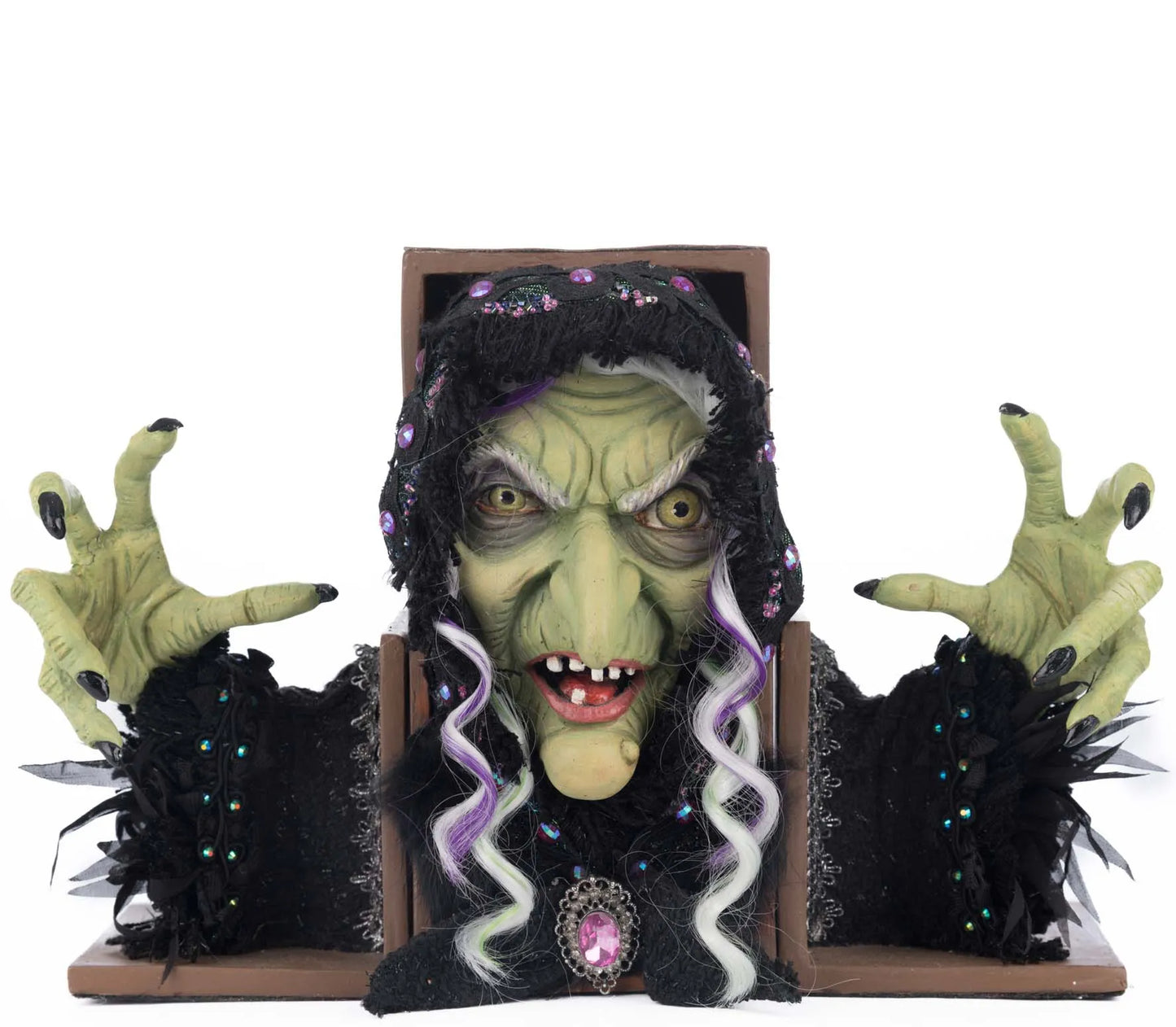Katherine's Collection A Grimm Halloween Grizelda Book with Bookends Katherine's Collection Halloween Bookends