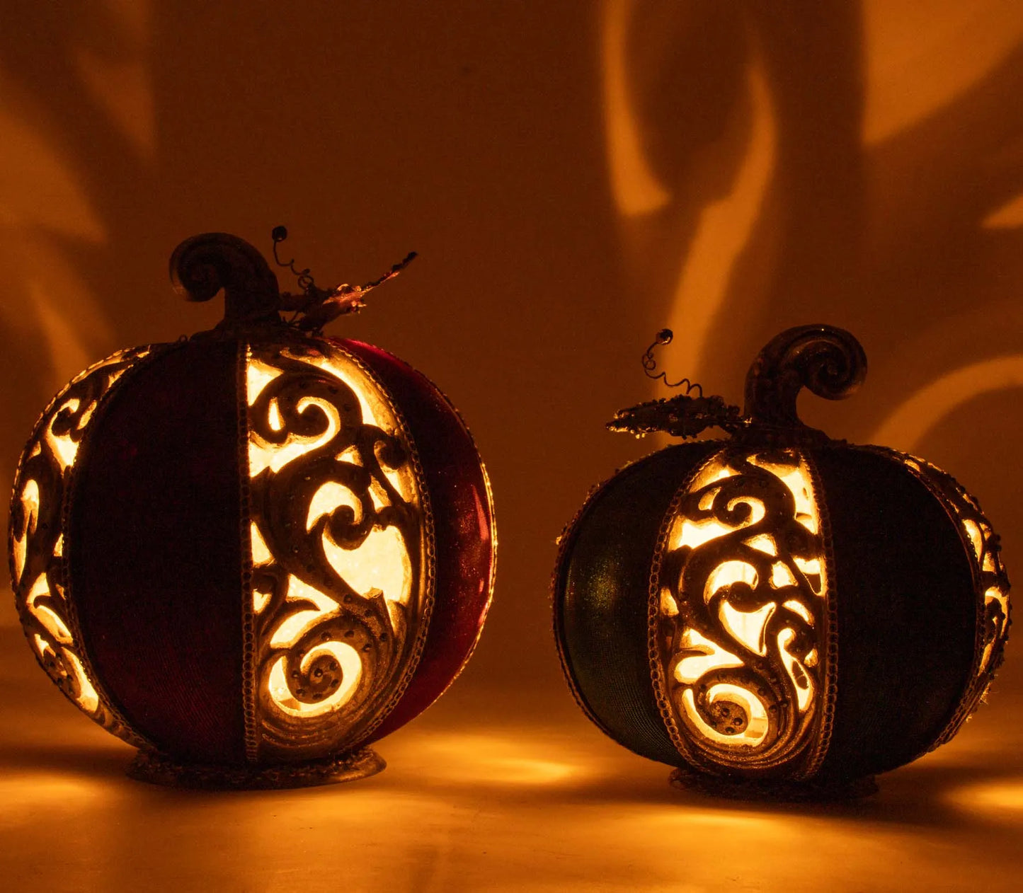 Katherine's Collection A Grimm Halloween Scrollwork Pumpkins Set of 2 Katherine's Collection Halloween Pumpkin Decorations