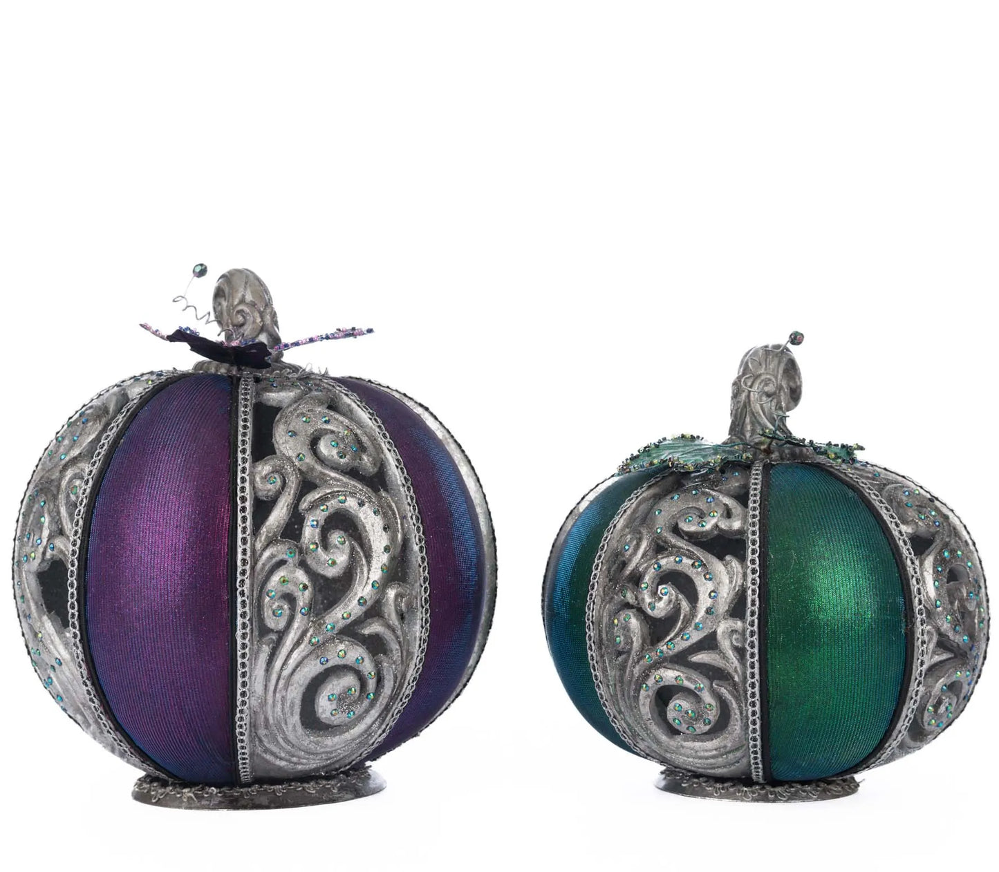 Katherine's Collection A Grimm Halloween Scrollwork Pumpkins Set of 2 Katherine's Collection Halloween Pumpkin Decorations