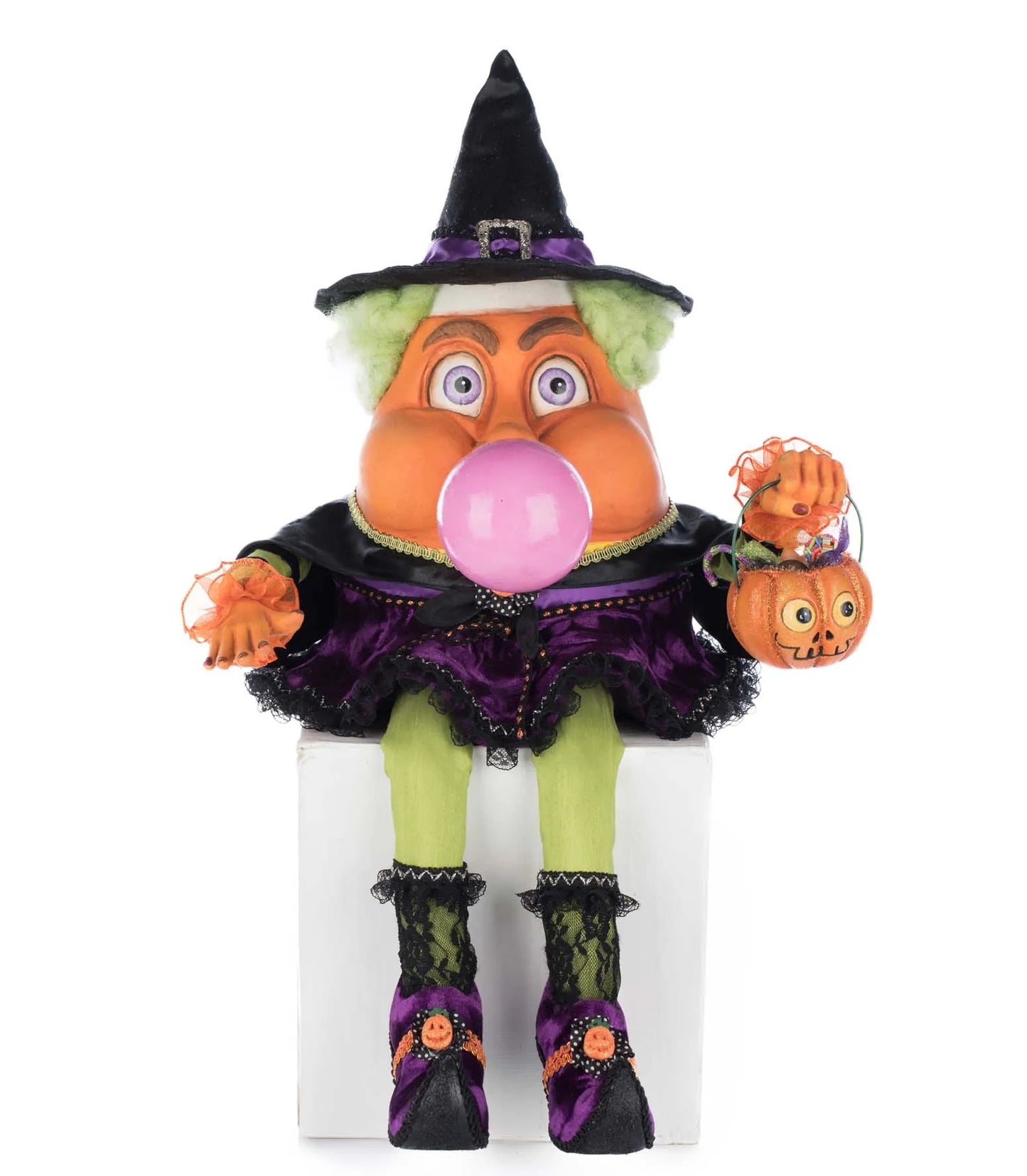 Katherine's Collection Bubbles the Witch Candy Corn Ledge Sitter Katherine's Collection Halloween Candy Corn Decoration