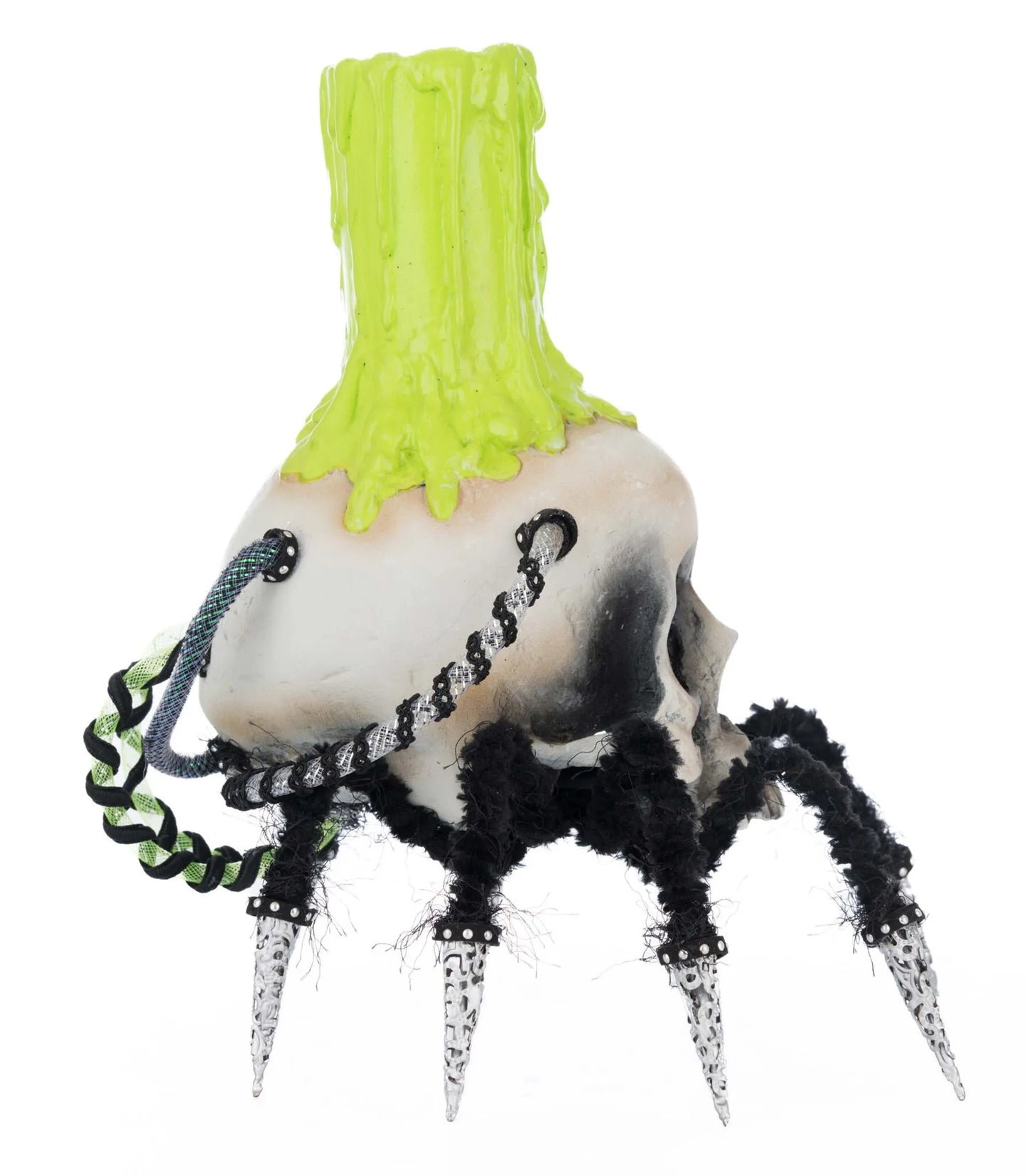 Katherine's Collection Chaotic Spider Skull Candle Holder Katherine's Collection Halloween Spider Skull Candle