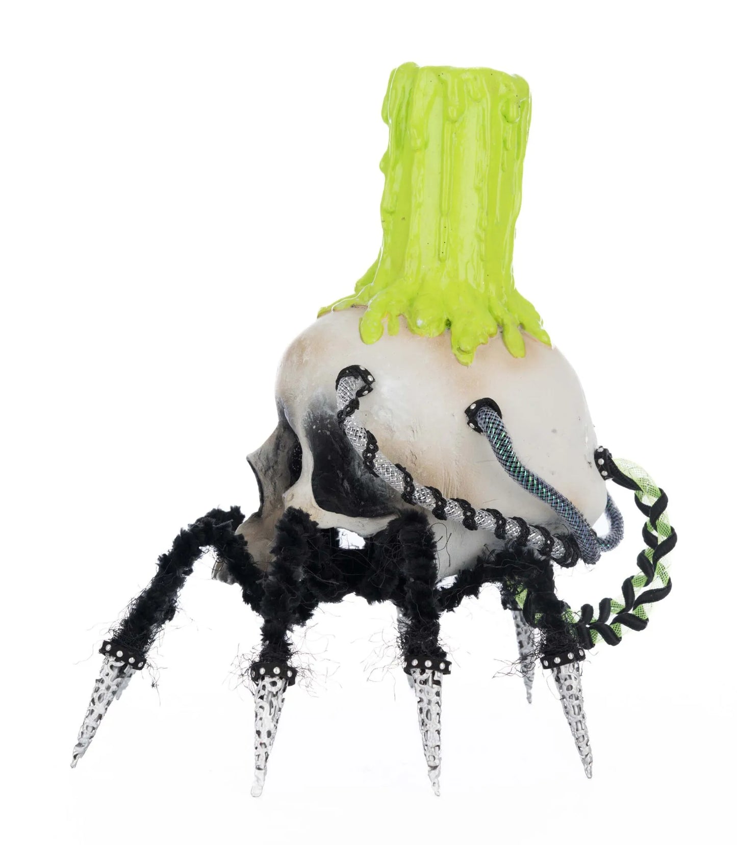 Katherine's Collection Chaotic Spider Skull Candle Holder Katherine's Collection Halloween Spider Skull Candle