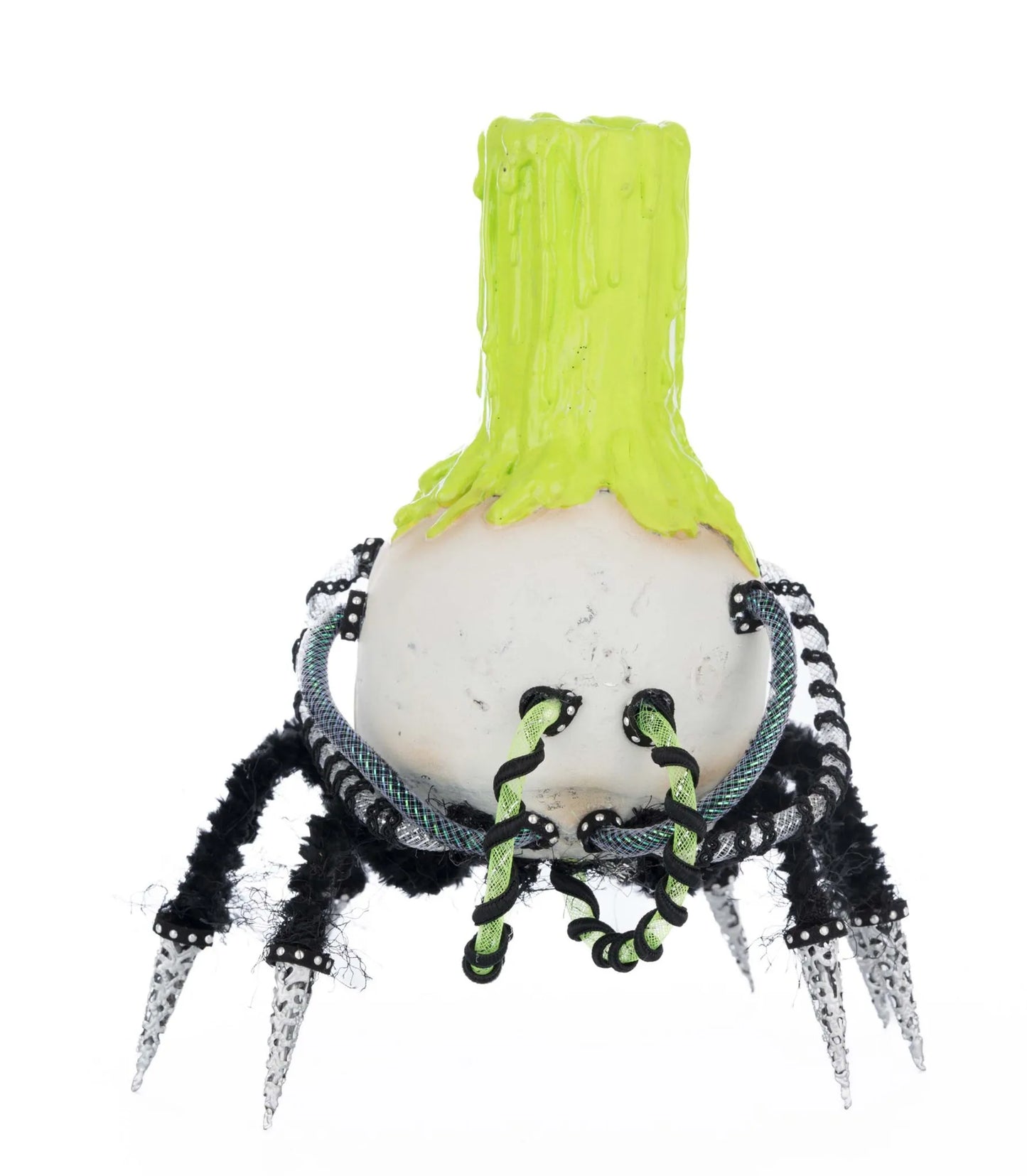 Katherine's Collection Chaotic Spider Skull Candle Holder Katherine's Collection Halloween Spider Skull Candle