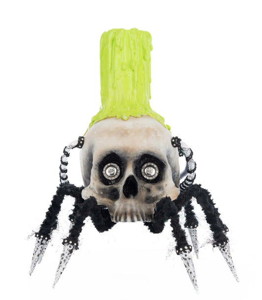 Katherine's Collection Chaotic Spider Skull Candle Holder   Katherine's Collection Halloween Spider Skull Candle