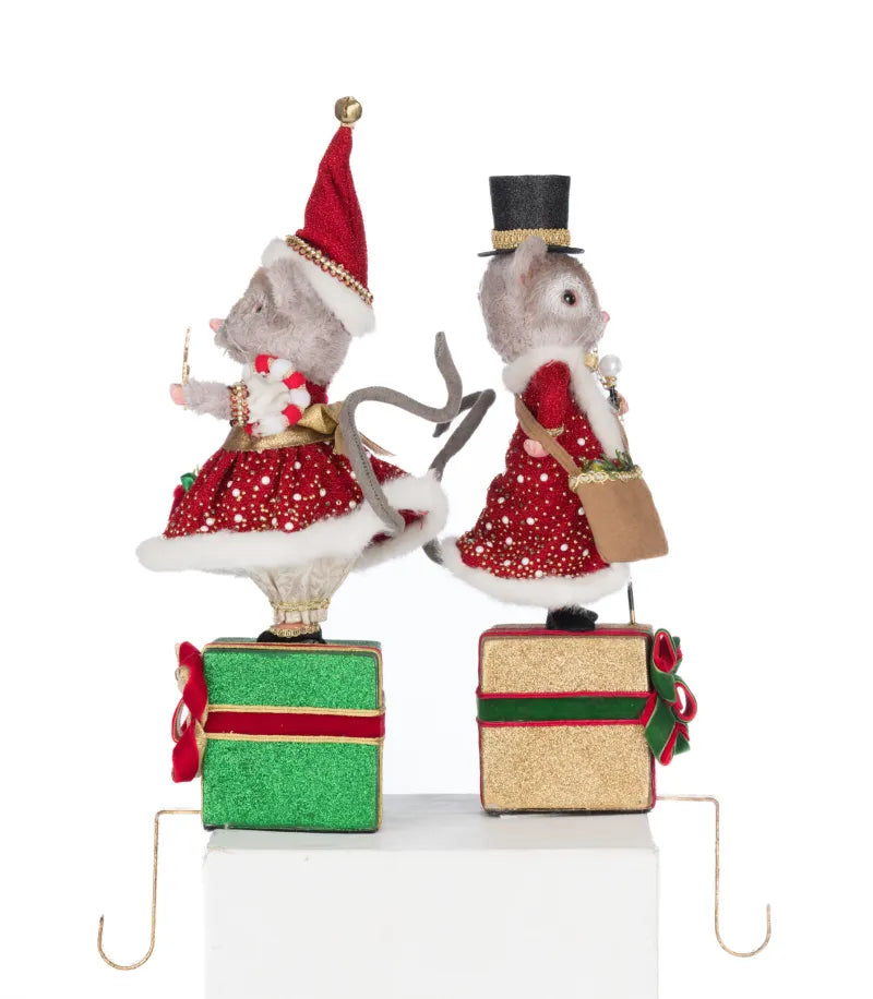 Katherine's Collection Royal Christmas Ball Mouse Stocking Holder Set of 2 Katherine's Collection Christmas Stocking Holders
