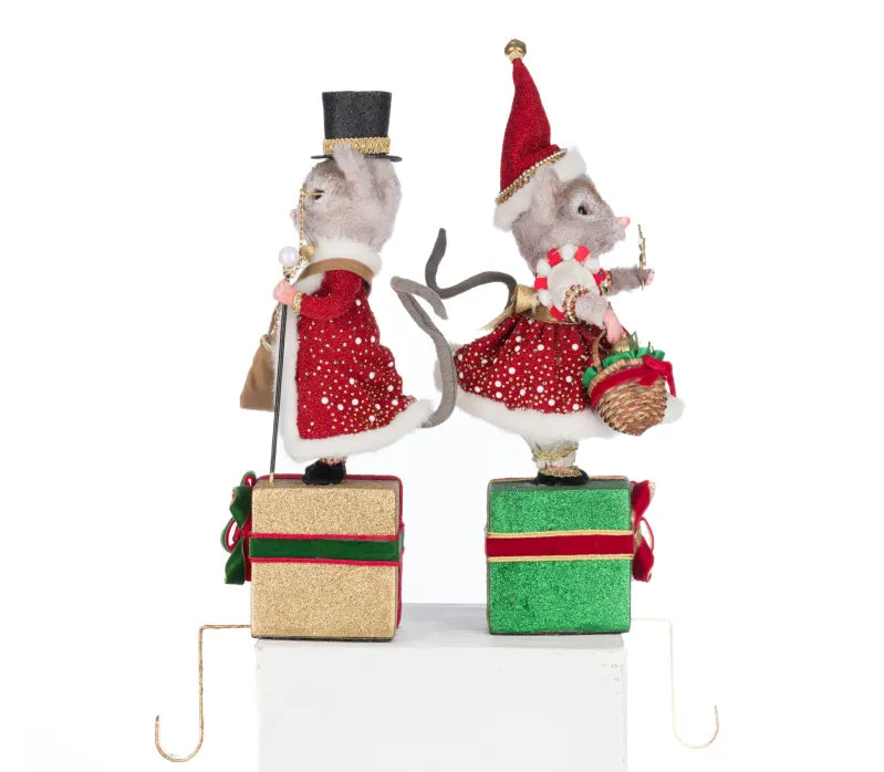 Katherine's Collection Royal Christmas Ball Mouse Stocking Holder Set of 2 Katherine's Collection Christmas Stocking Holders