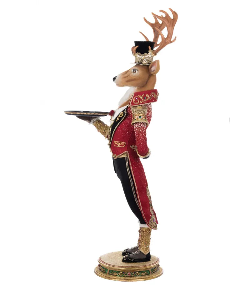 Katherine's Collection Christmas Ball Reindeer Butler 60.5 inch Katherine's Collection Royal Christmas Ball Reindeer Server Life Size
