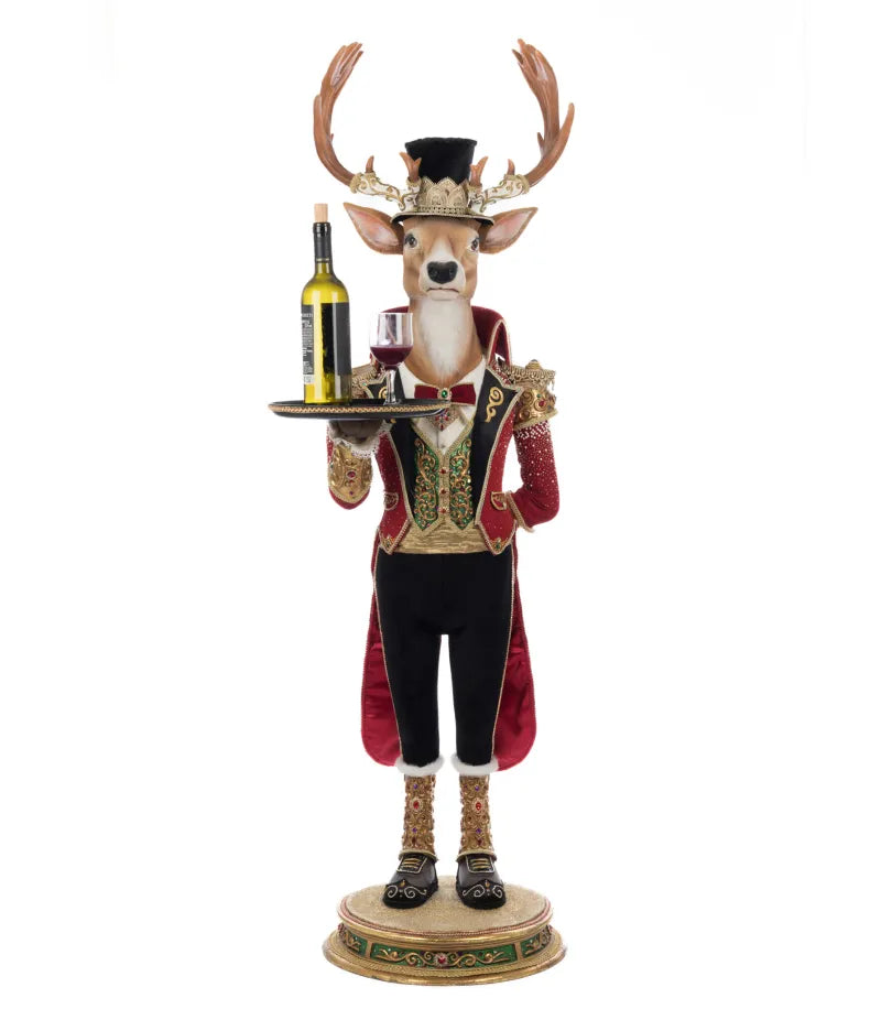 Katherine's Collection Christmas Ball Reindeer Butler 60.5 inch Katherine's Collection Royal Christmas Ball Reindeer Server Life Size