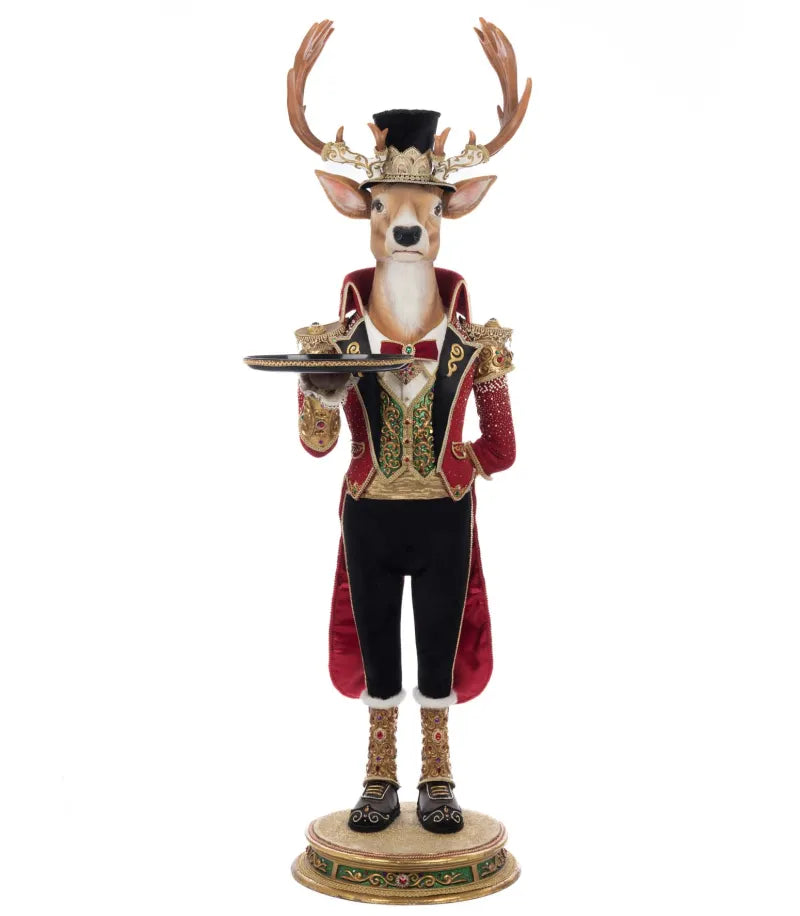 Katherine's Collection Christmas Ball Reindeer Butler 60.5 inch Katherine's Collection Royal Christmas Ball Reindeer Server Life Size