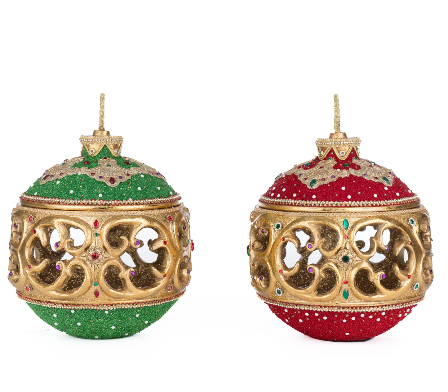 Katherine's Collection Royal Christmas Ball Tabletop Ornament With Tea Light Set Katherine's Collection Ornaments Decor