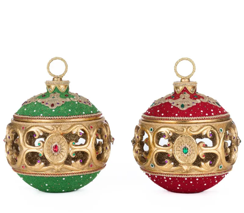 Katherine's Collection Royal Christmas Ball Tabletop Ornament With Tea Light Set Katherine's Collection Ornaments Decor
