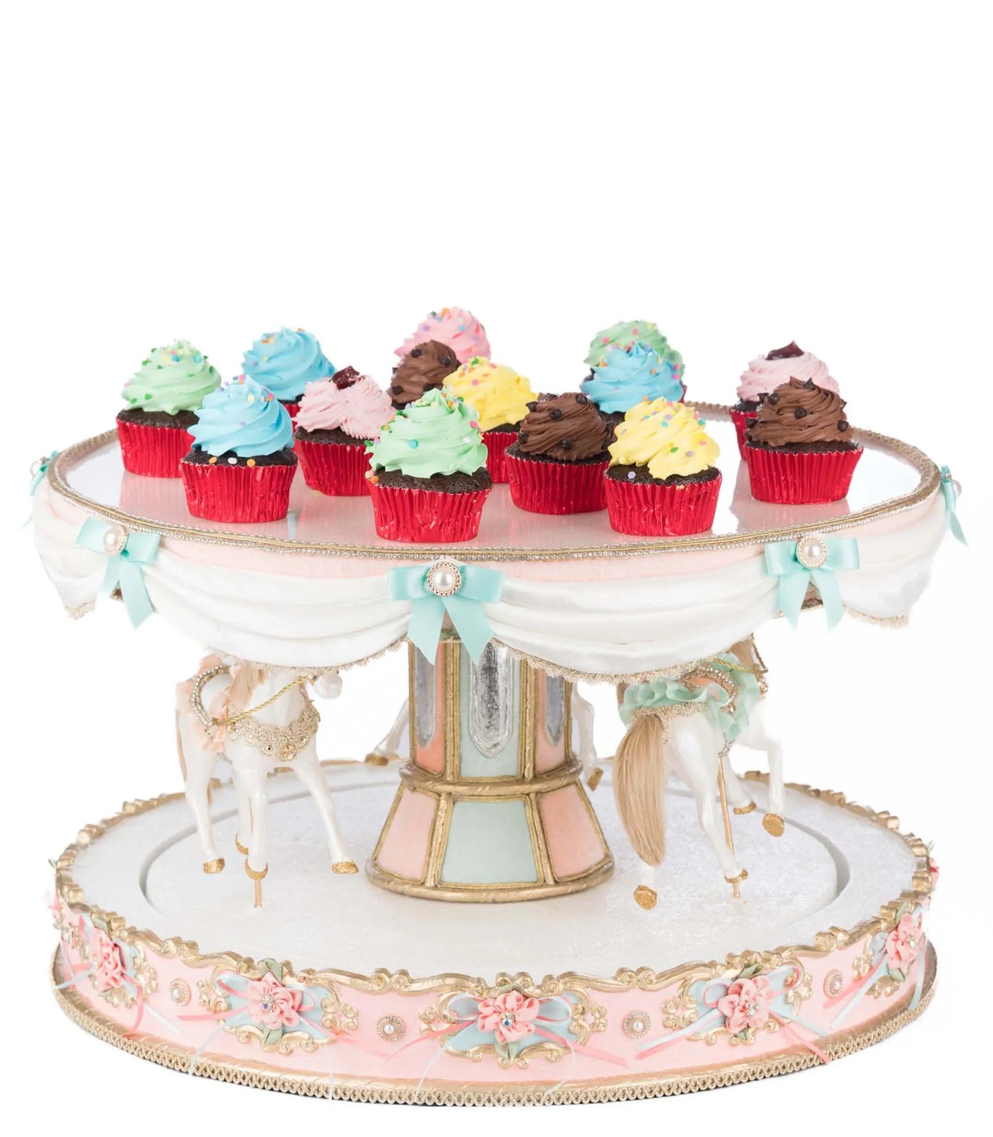 Katherine's Collection Christmas Joyeux Noel Carousel Server Katherine's Collection Cupcake Server