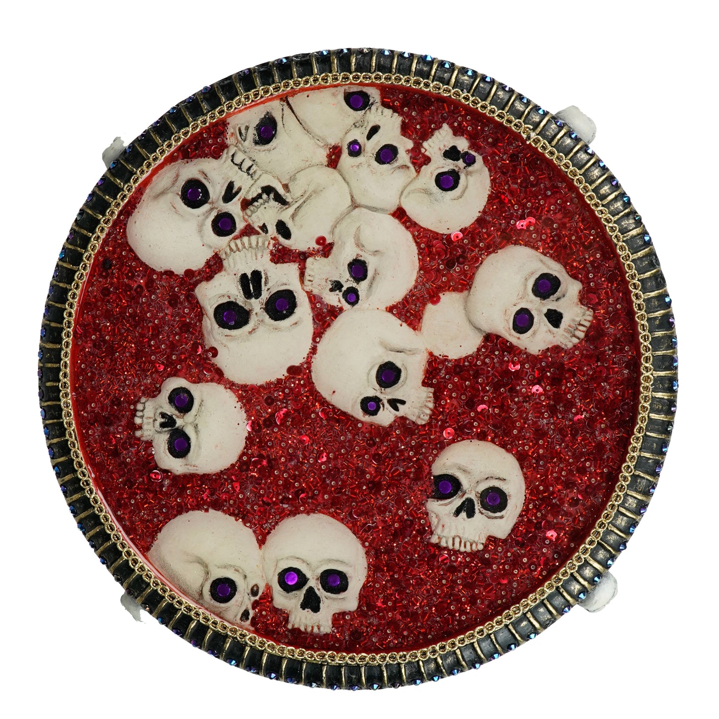 Kiss of Death Cake Stand Katherine's Collection Halloween Skull Cake Stand