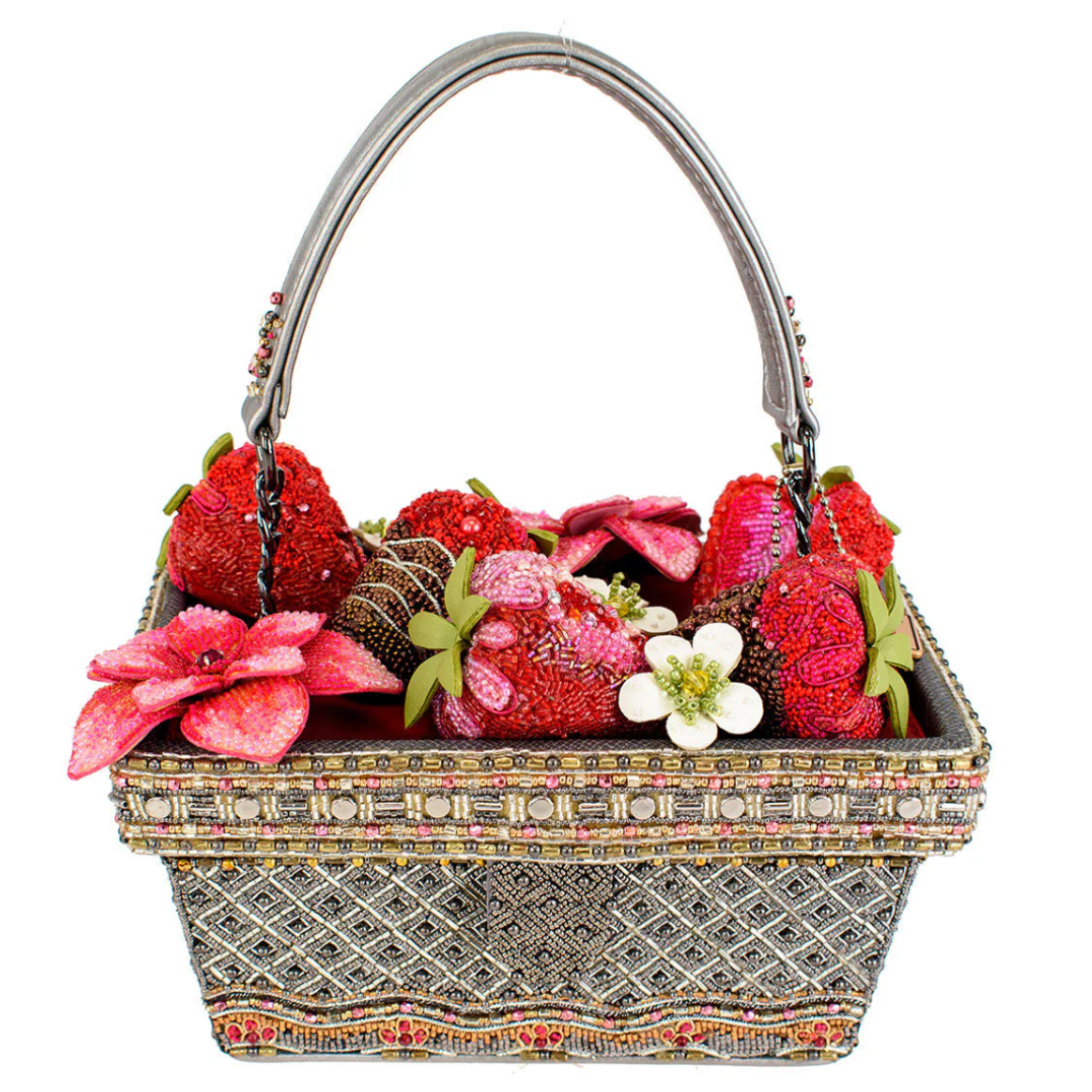 Mary Frances Berry Beautiful Top Handle Bag Mary Frances Strawberry Beaded Handbag
