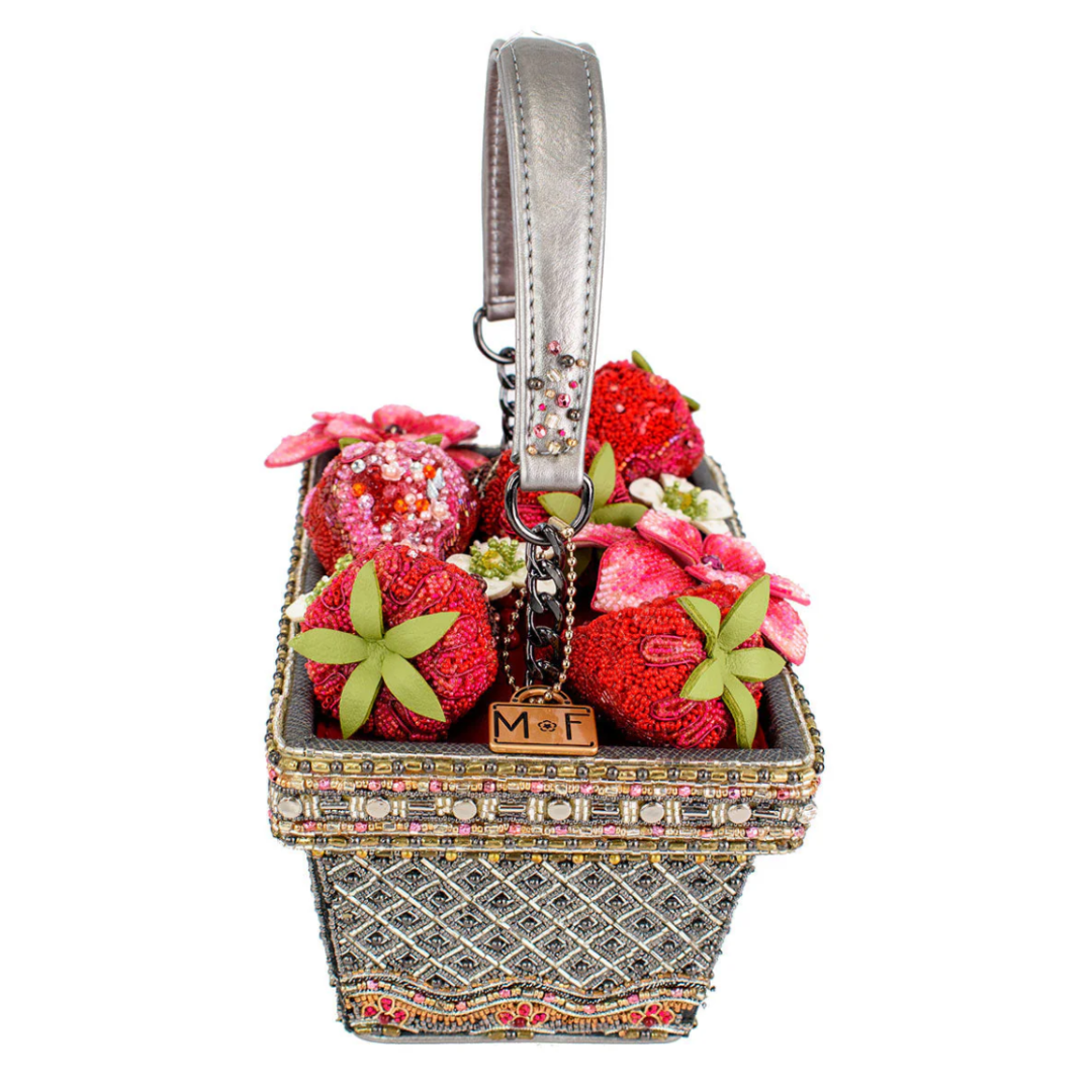 Mary Frances Berry Beautiful Top Handle Bag Mary Frances Strawberry Beaded Handbag