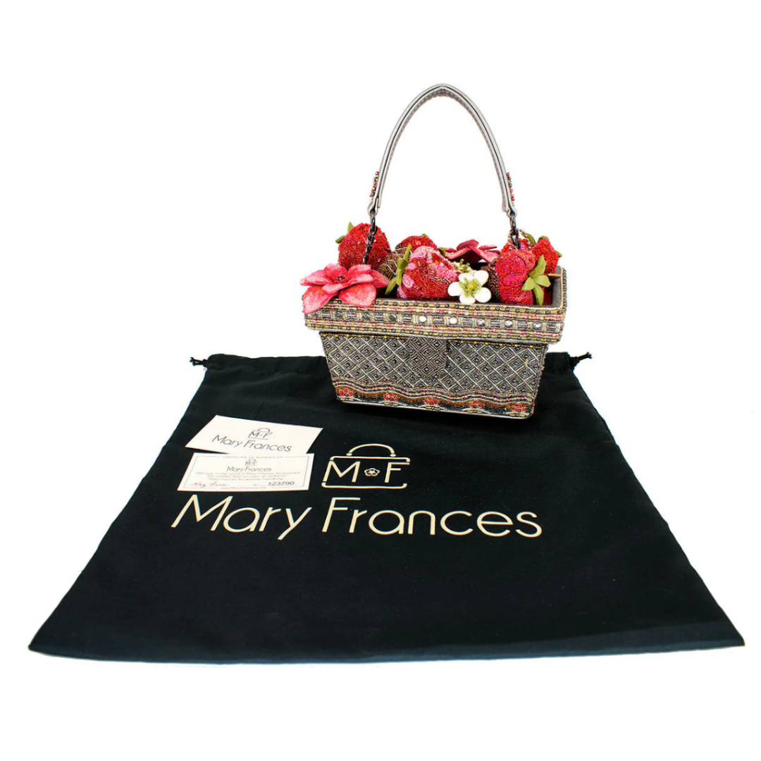 Mary Frances Berry Beautiful Top Handle Bag Mary Frances Strawberry Beaded Handbag
