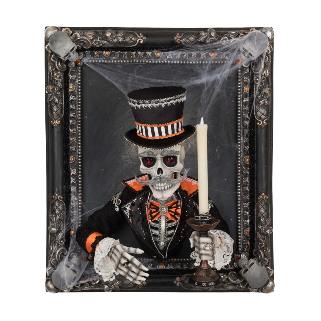 Katherine's Collection Great Grandpa Macabre Wall Piece with Candle Katherine's Collection Halloween Skeleton Wall Decoration