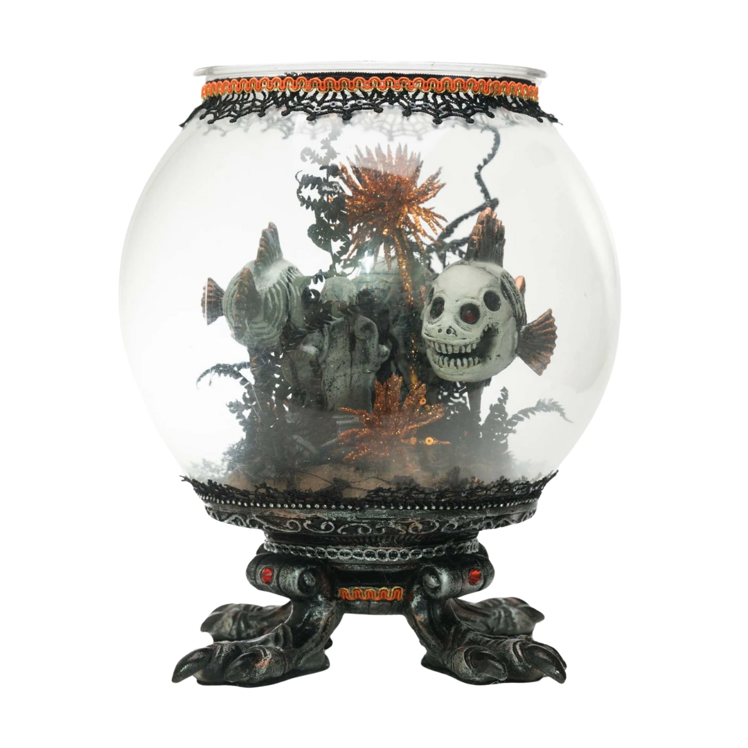 Katherine's Collection Shallow Grave Fishbowl Katherine's Collection Halloween Skeleton Fish In Bowl