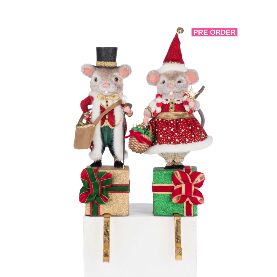 Katherine's Collection Royal Christmas Ball Mouse Stocking Holder Set of 2 Katherine's Collection Christmas Stocking Holders