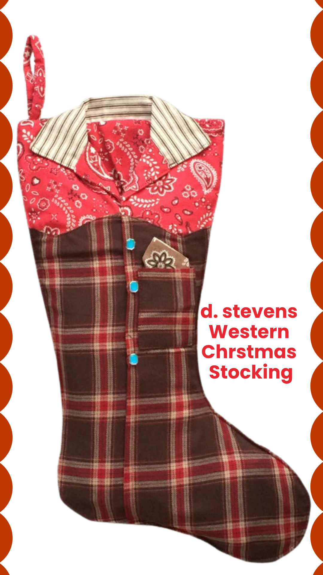 Plaid and Paisley Western Christmas Stocking