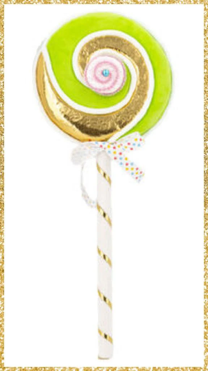 19" December Diamonds Green Swirl Lollipop Pick β’ Lollipop Wreath Attachment