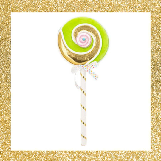19" December Diamonds Green Swirl Lollipop Pick β’ Lollipop Wreath Attachment