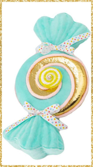 14" December Diamonds Blue and Gold Swirl Candy • Candy Wreath Attachment • Large Candy Decoration