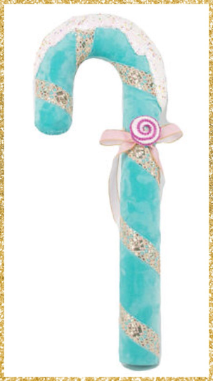 31" December Diamonds Teal Candy Cane with Bow