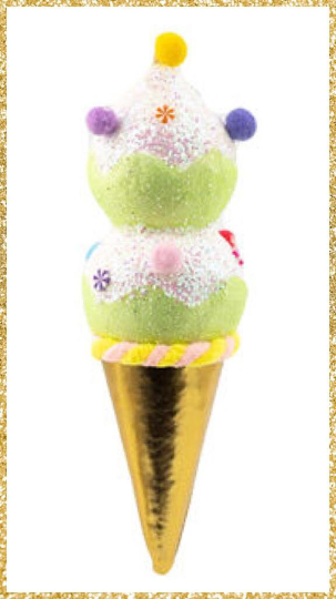 15" December Diamonds Large Green Double Ice Cream Ornament