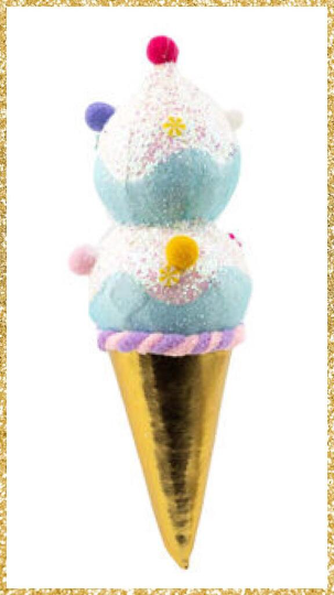 9" December Diamonds Blue Double Ice Cream Ornament