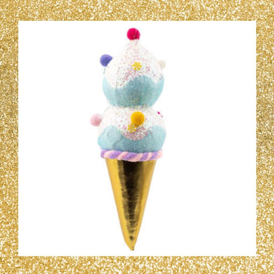 9" December Diamonds Blue Double Ice Cream Ornament