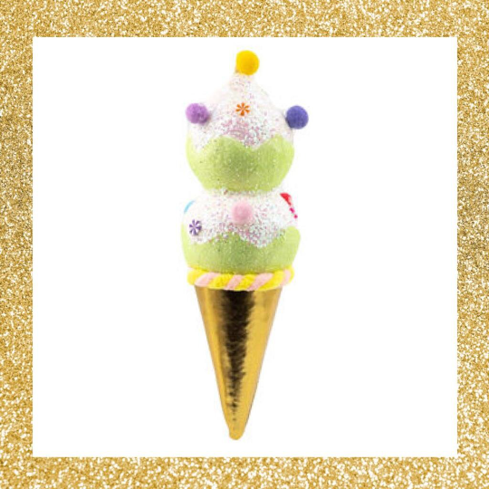 9" December Diamonds Green Double Ice Cream Ornament