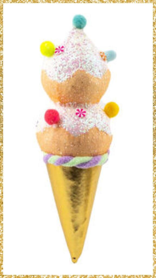 9" December Diamonds Orange Double Ice Cream Ornament