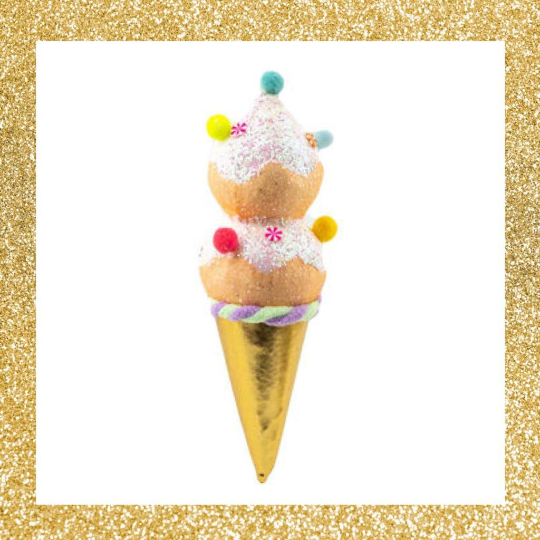 9" December Diamonds Orange Double Ice Cream Ornament
