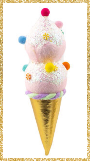 9" December Diamonds Pink Double Ice Cream Ornament