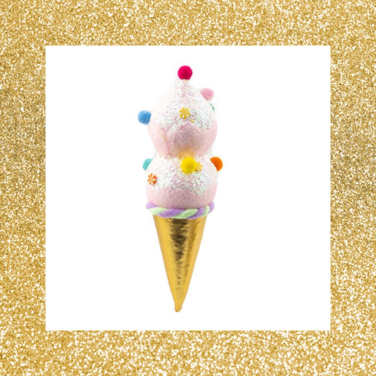 9" December Diamonds Pink Double Ice Cream Ornament