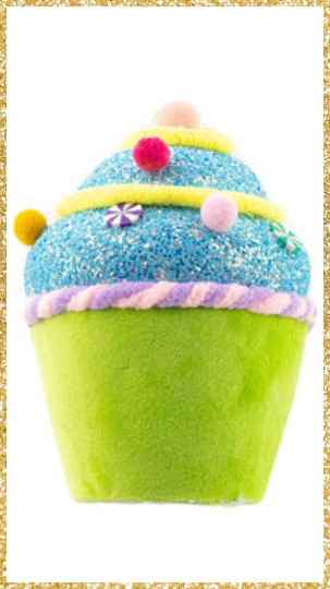 6" December Diamonds Green / Blue Cupcake Ornament