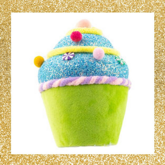6" December Diamonds Green / Blue Cupcake Ornament