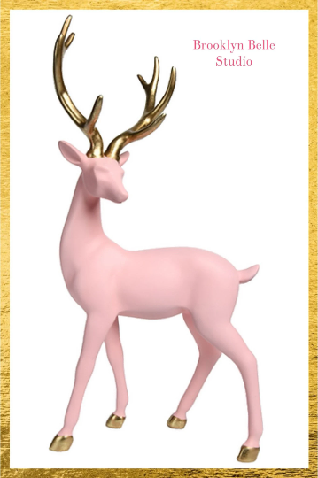 21β Light Pink Reindeer with Gold Antlers